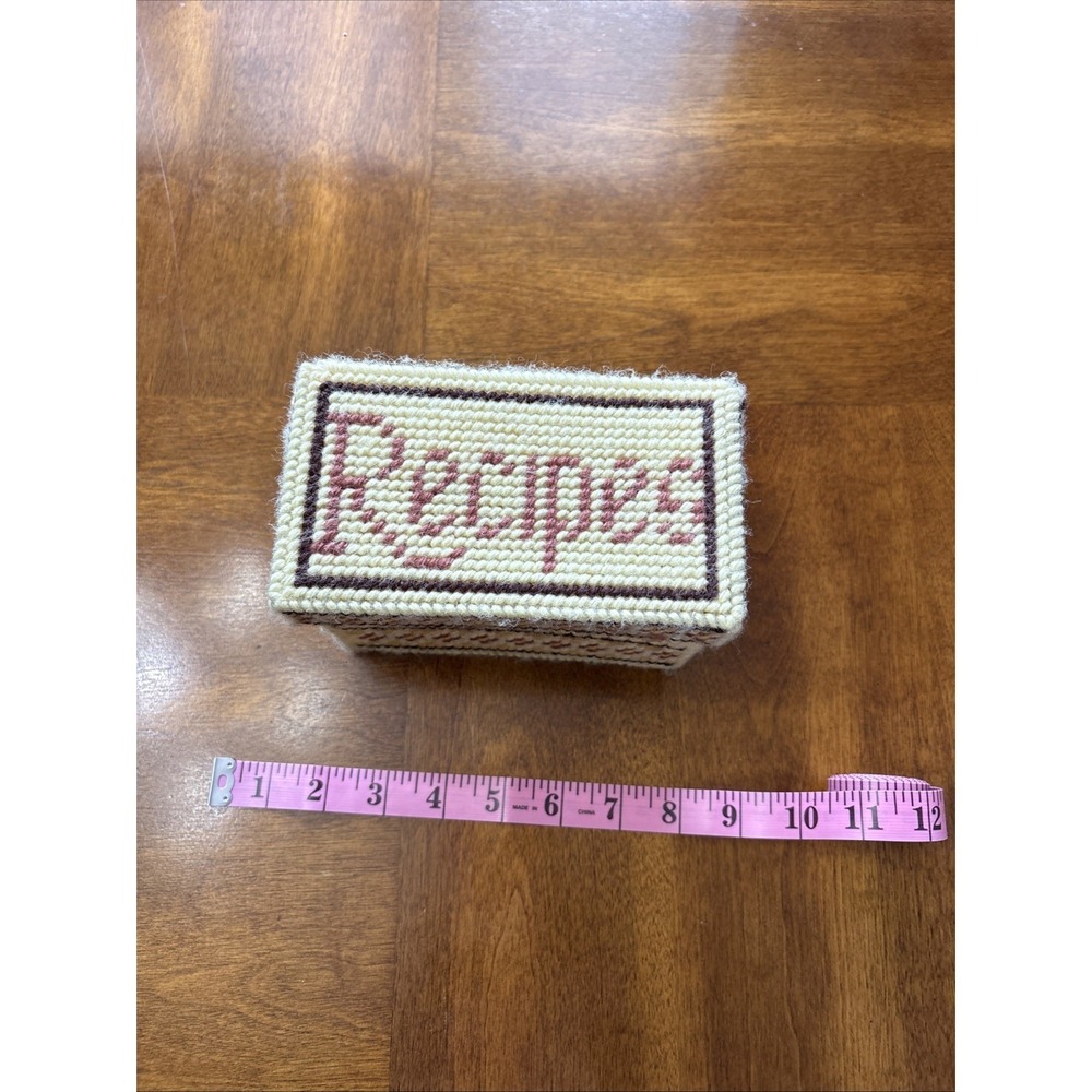 Handmade Needle Point Recipe Box 1980s